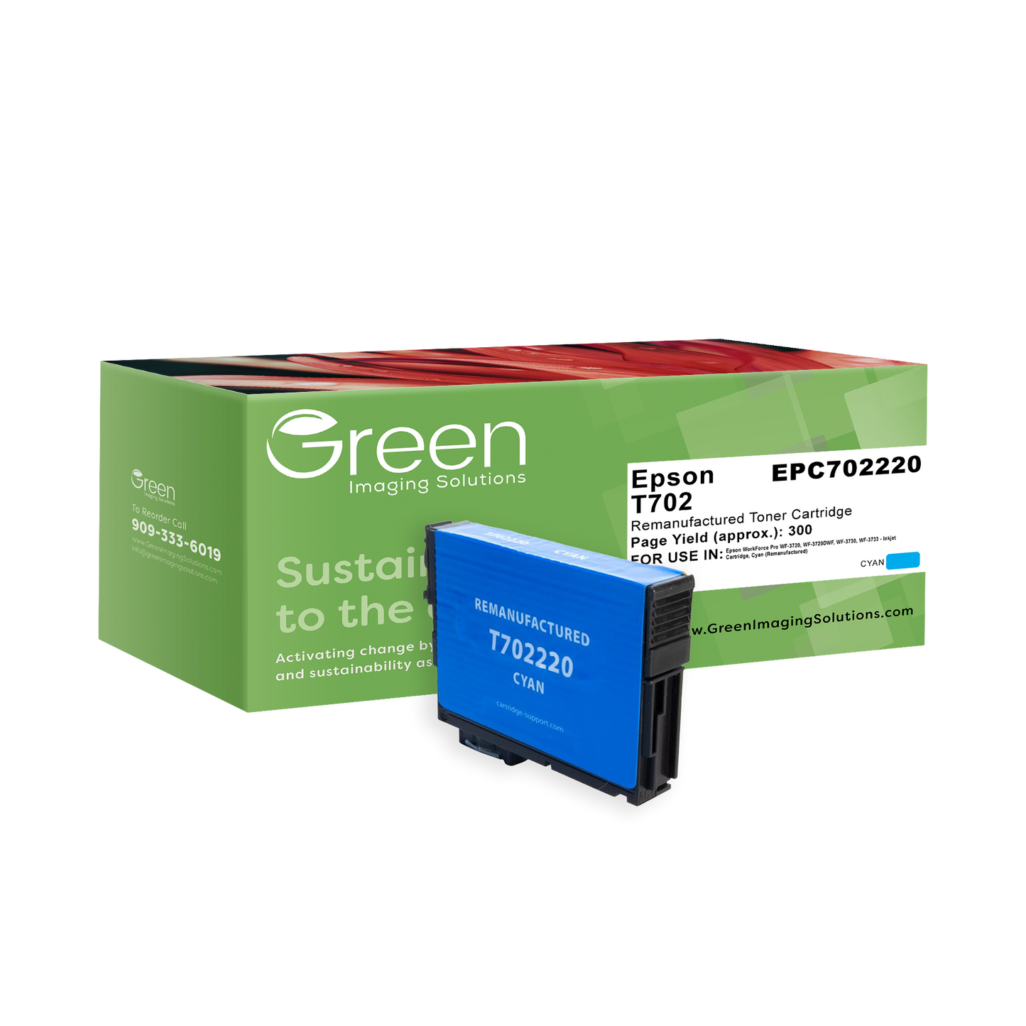 Green Imaging Solutions USA Remanufactured Cyan Ink Cartridge for Epson T702220