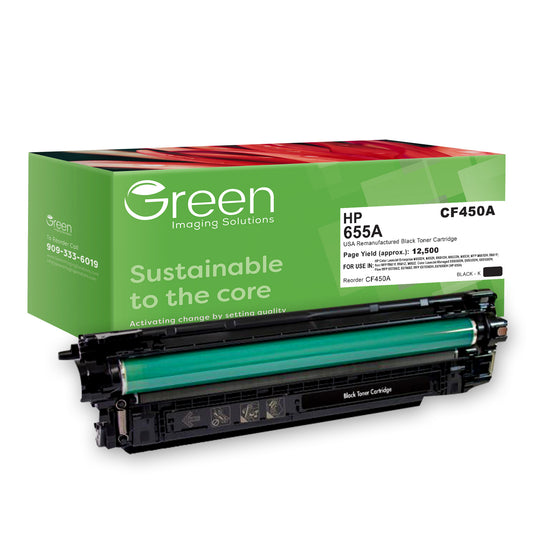 GIS USA Remanufactured Black Toner Cartridge for HP CF450A (HP 655A)