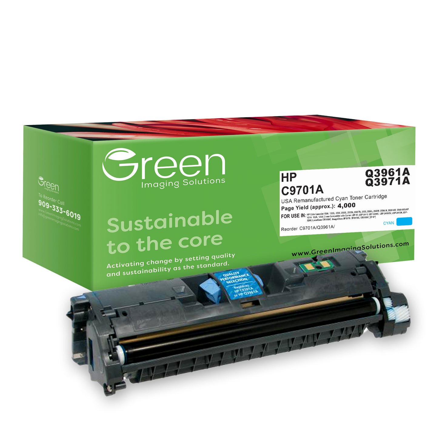 GIS USA Remanufactured Cyan Toner Cartridge for HP C9701A/Q3961A (HP 121A/122A/123A)