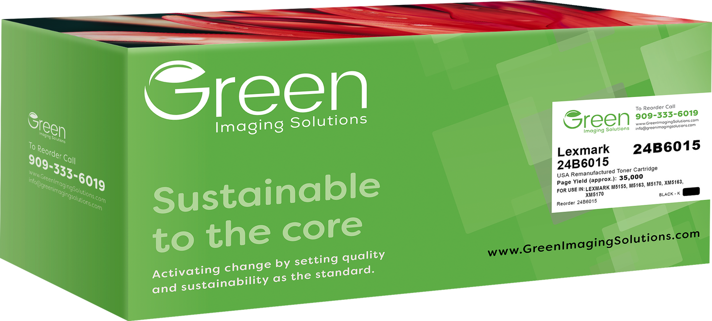 Green Imaging Solutions USA Remanufactured Toner Cartridge Replacement for Lexmark 24B6015 - Black, Extra High Yield 35,000 Pages – For Lexmark M5155, M5163, M5170, XM5163, XM5170