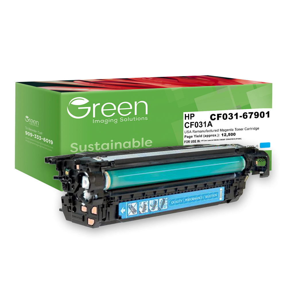 GIS USA Remanufactured Cyan Toner Cartridge for HP CF031A (HP 646A)