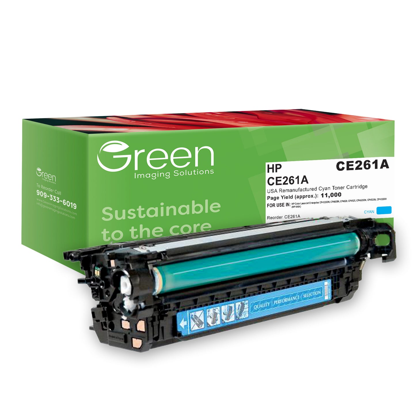 GIS USA Remanufactured Cyan Toner Cartridge for HP CE261A (HP 648A)