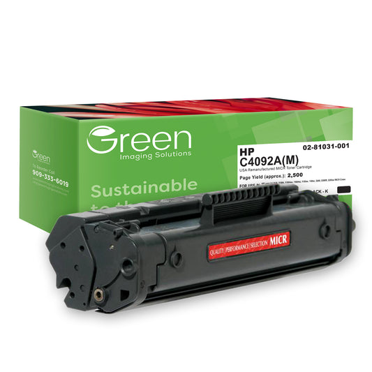 GIS USA Remanufactured MICR Toner Cartridge for HP C4092A, TROY 02-81031-001
