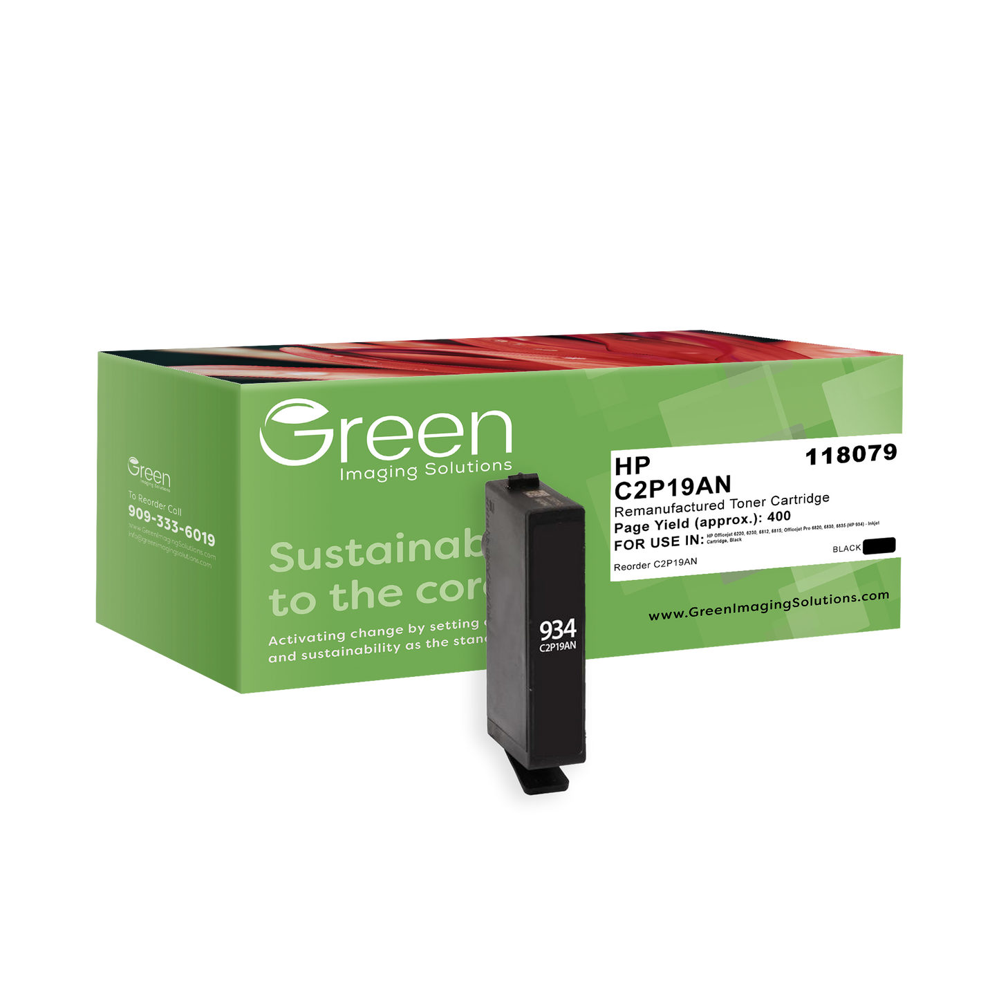 Green Imaging Solutions USA Remanufactured Black Ink Cartridge for HP 934 (C2P19AN)