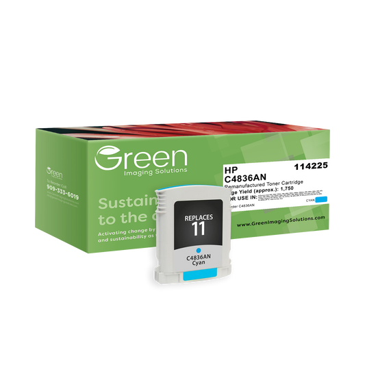 Green Imaging Solutions USA Remanufactured Cyan Ink Cartridge for HP 11 (C4836AN)