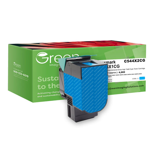 Green Imaging Solutions USA Remanufactured Extra High Yield Cyan Toner Cartridge for Lexmark C544/C546/X544/X546/X548