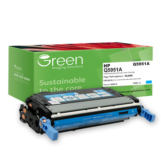 GIS USA Remanufactured Cyan Toner Cartridge for HP Q5951A (HP 643A)