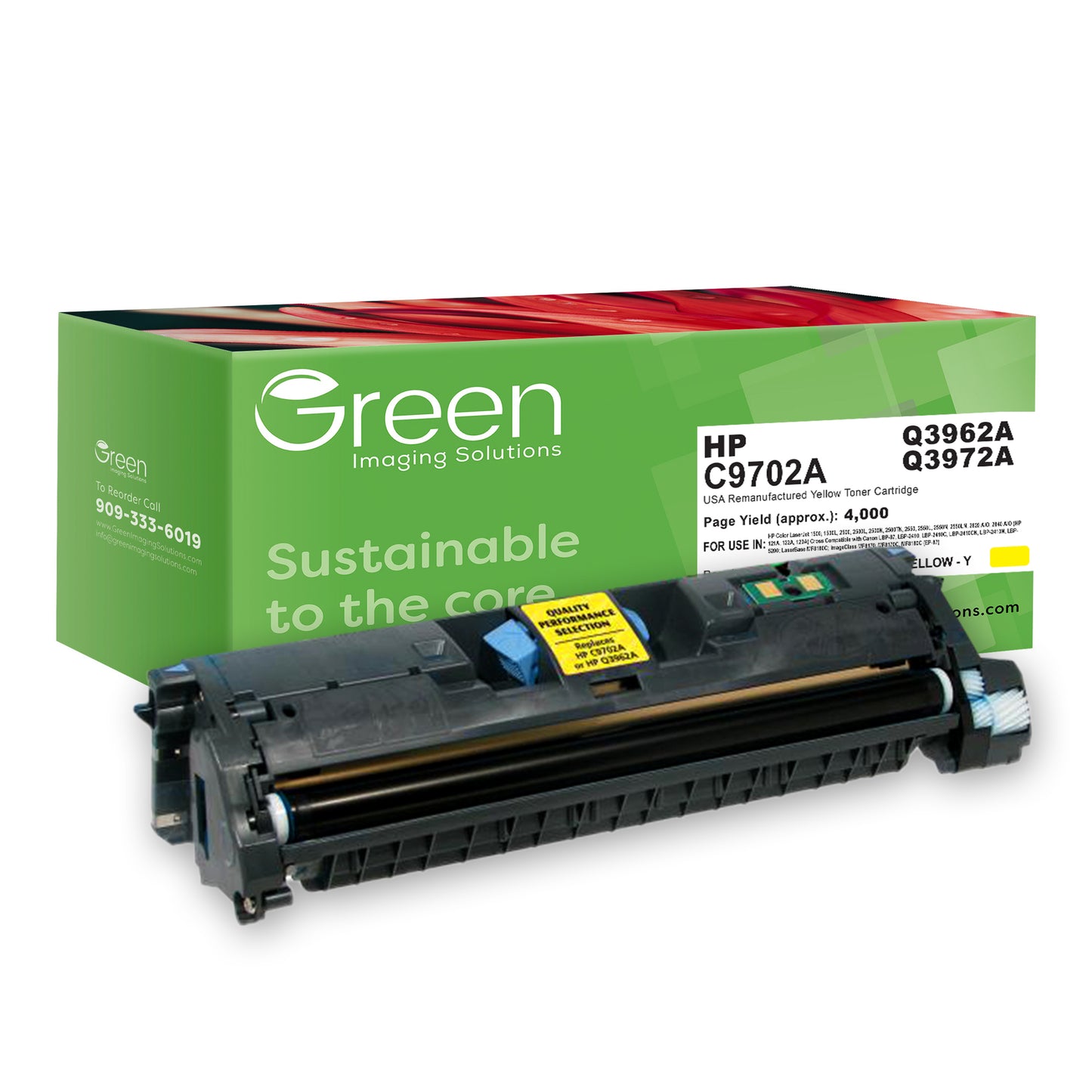 GIS USA Remanufactured Yellow Toner Cartridge for HP C9702A/Q3962A (HP 121A/122A/123A)