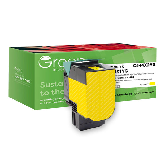 Green Imaging Solutions USA Remanufactured Extra High Yield Yellow Toner Cartridge for Lexmark C544/C546/X544/X546/X548