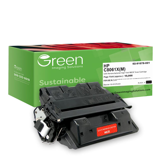 GIS USA Remanufactured High Yield MICR Toner Cartridge for HP C8061X, TROY 02-81078-001