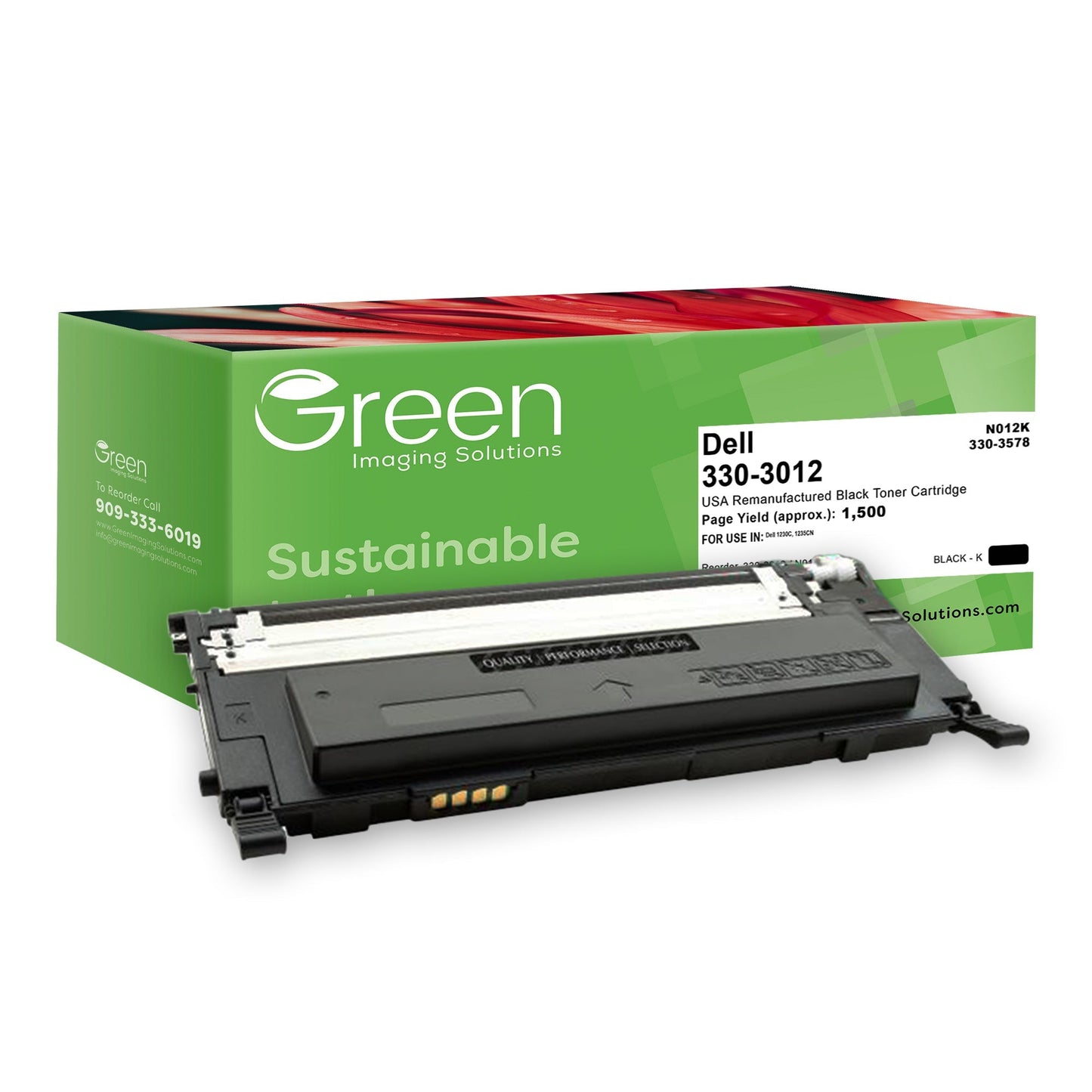 Green Imaging Solutions USA Remanufactured Black Toner Cartridge for Dell 1230/1235