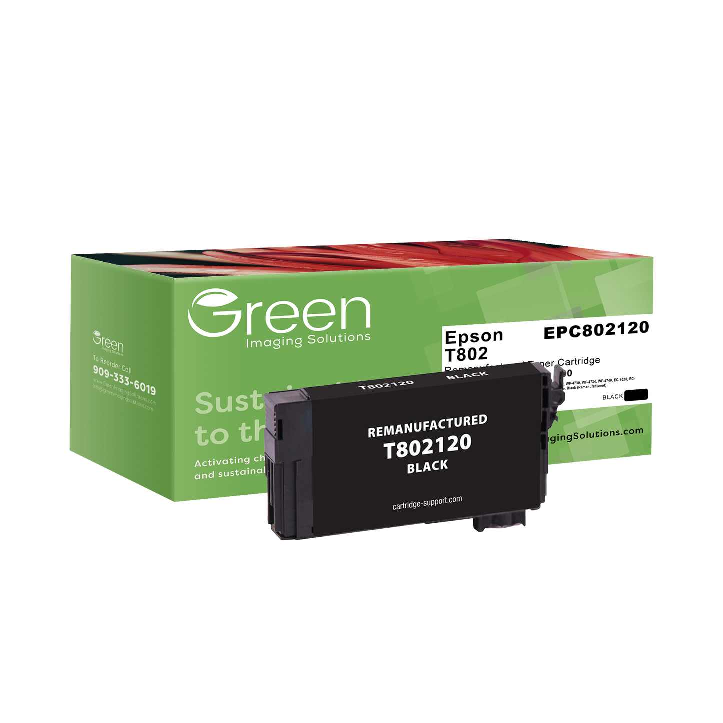 Green Imaging Solutions USA Remanufactured Black Ink Cartridge for Epson T802120