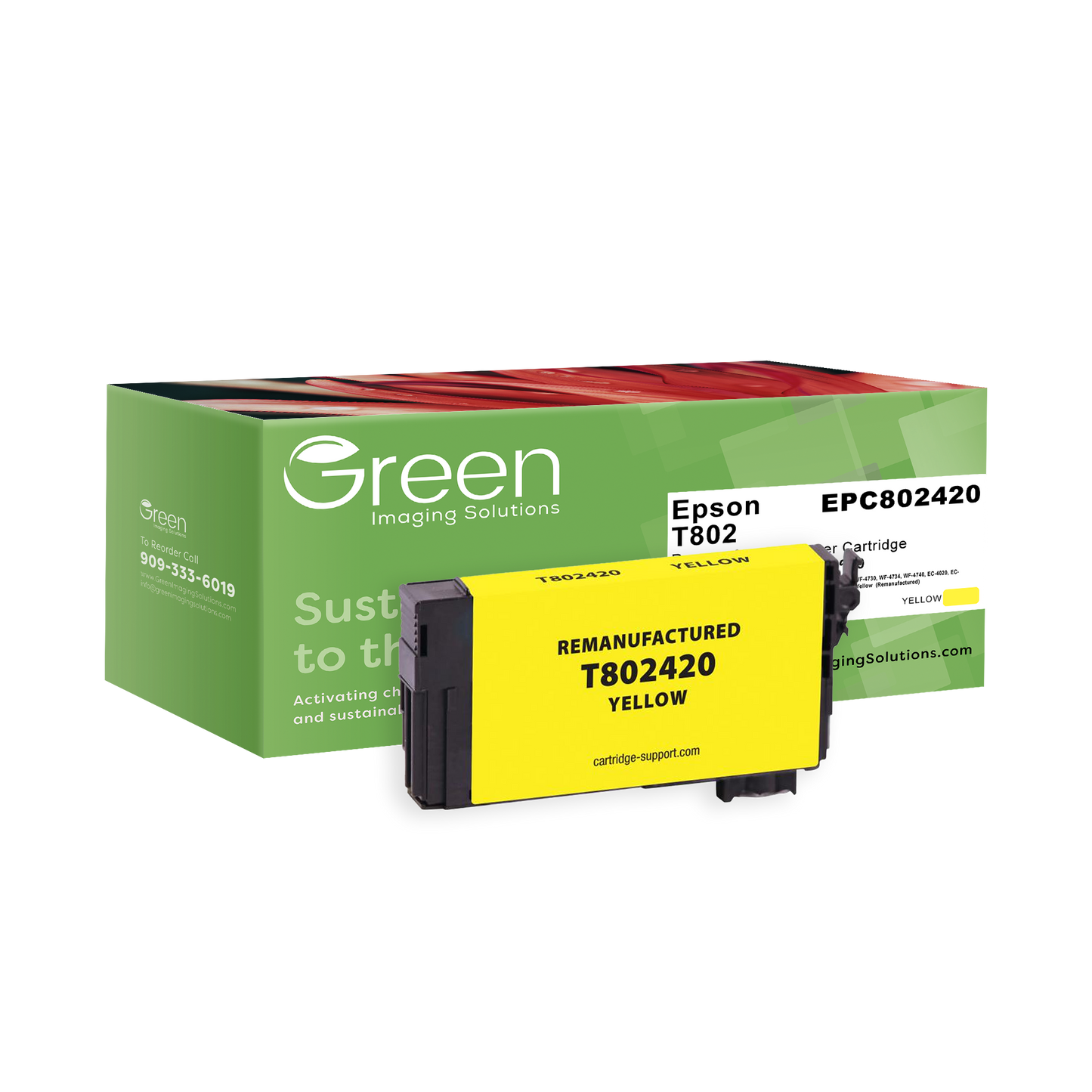 Green Imaging Solutions USA Remanufactured Yellow Ink Cartridge for Epson T802420