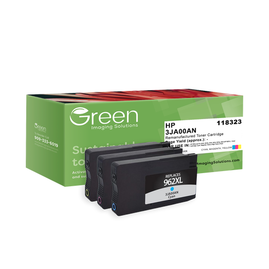 Green Imaging Solutions USA Remanufactured High Yield Cyan, Magenta, Yellow Ink Cartridges for HP 962XL 3-Pack