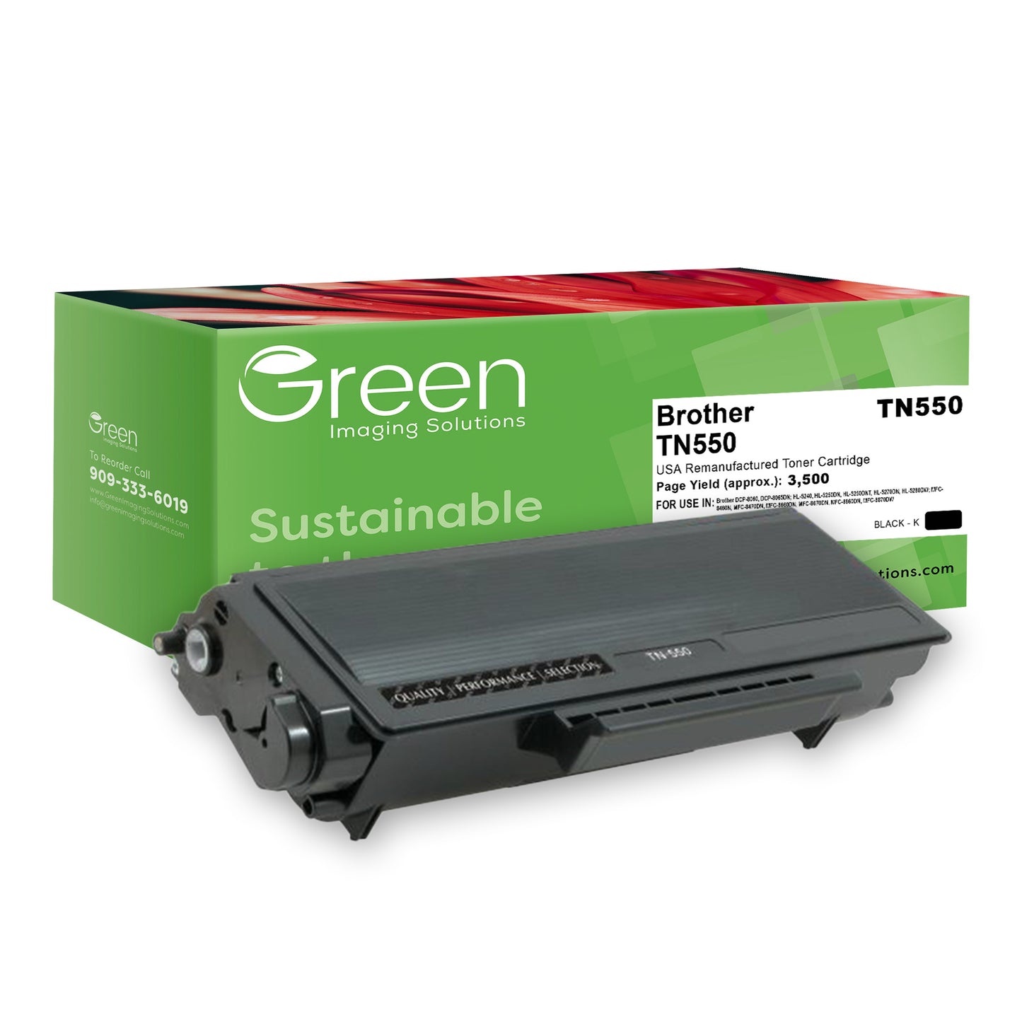 Green Imaging Solutions USA Remanufactured Toner Cartridge for Brother TN550