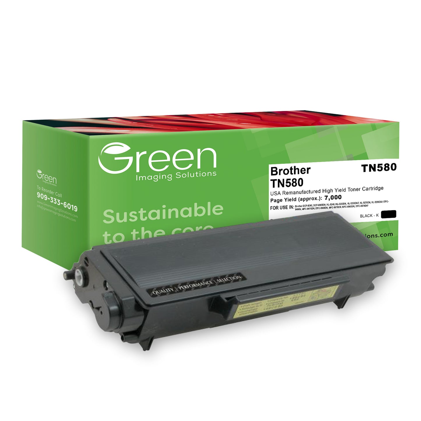Green Imaging Solutions USA Remanufactured High Yield Toner Cartridge for Brother TN580