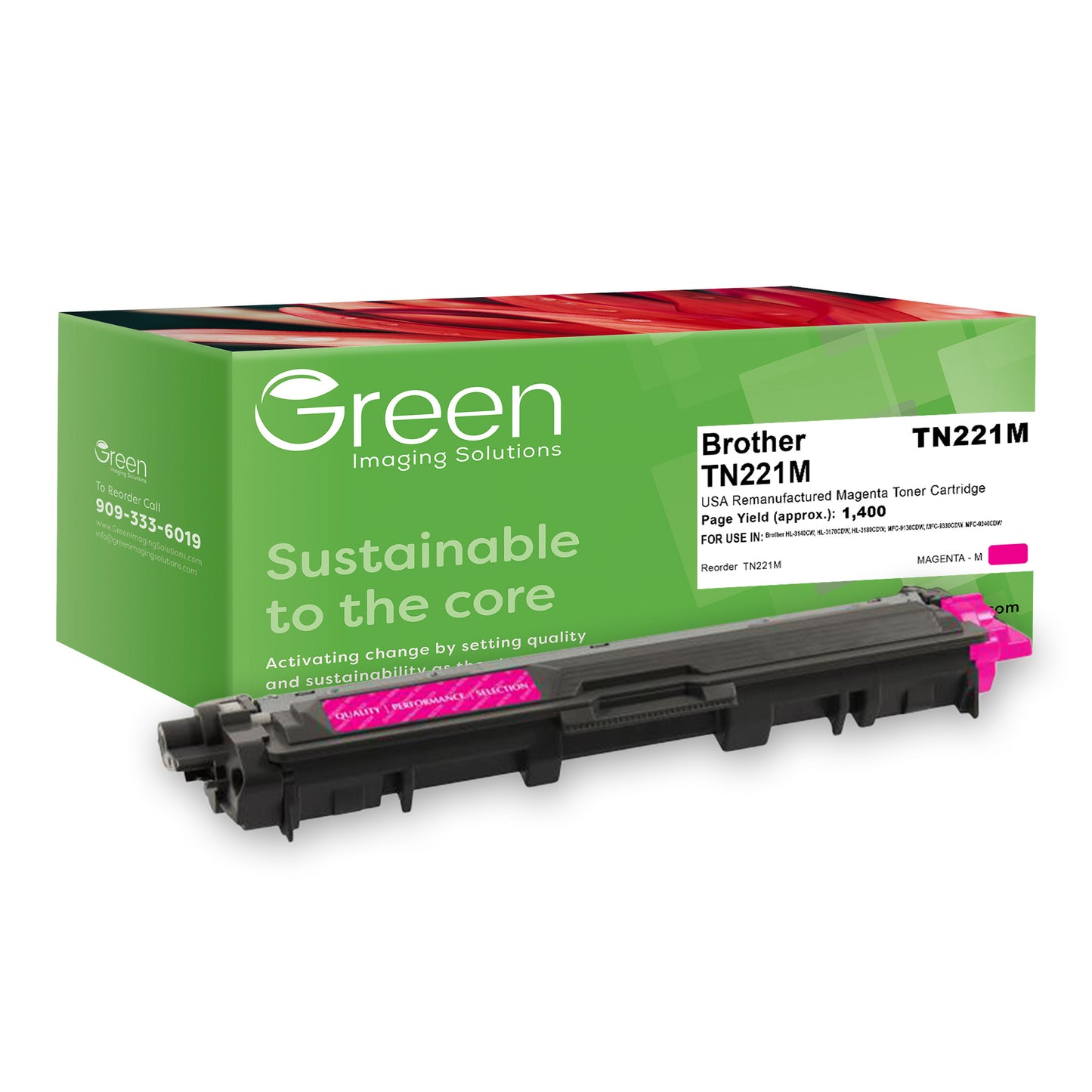 Green Imaging Solutions USA Remanufactured Magenta Toner Cartridge for Brother TN221