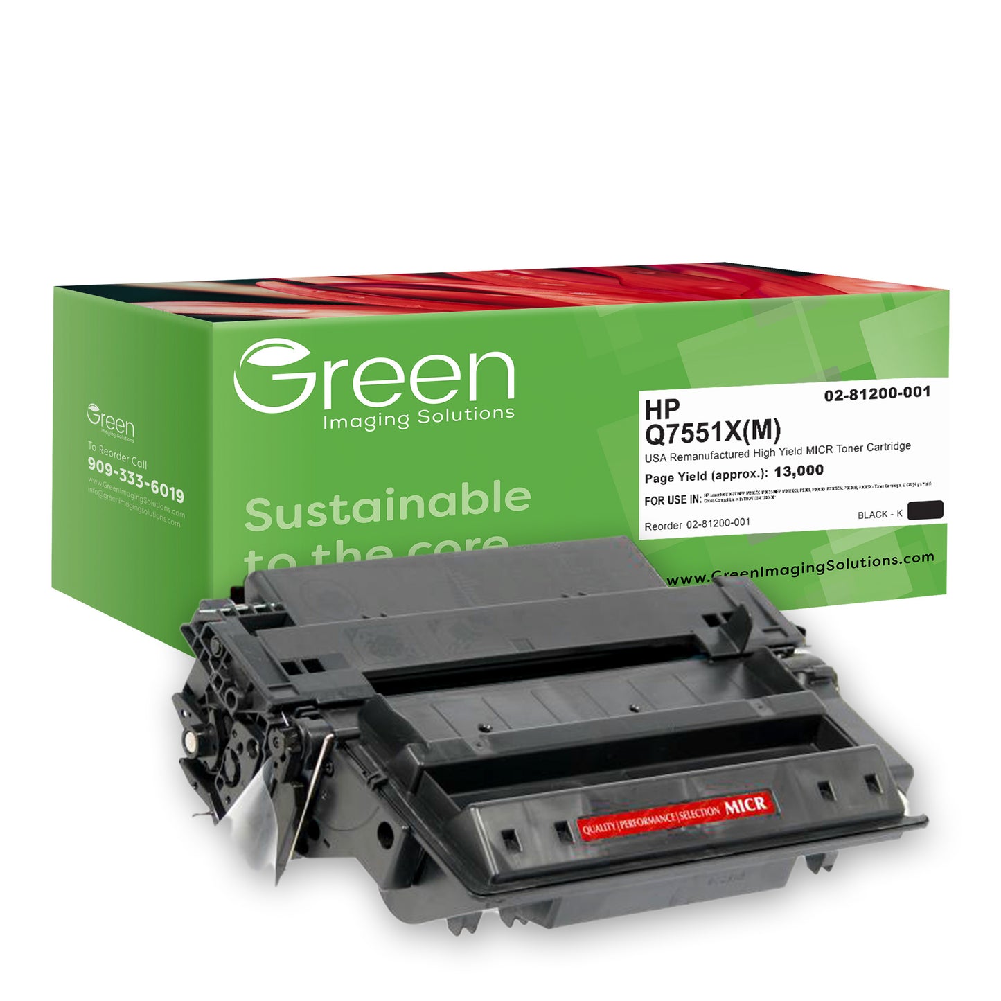 GIS USA Remanufactured High Yield MICR Toner Cartridge for HP Q7551X, TROY 02-81200-001