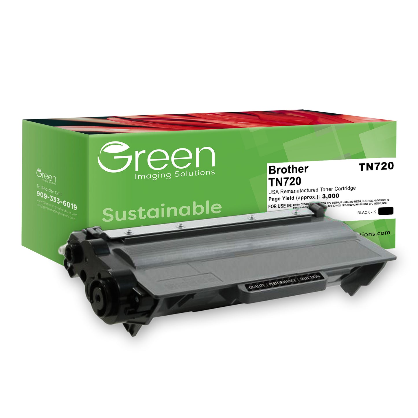 Green Imaging Solutions USA Remanufactured Toner Cartridge for Brother TN720