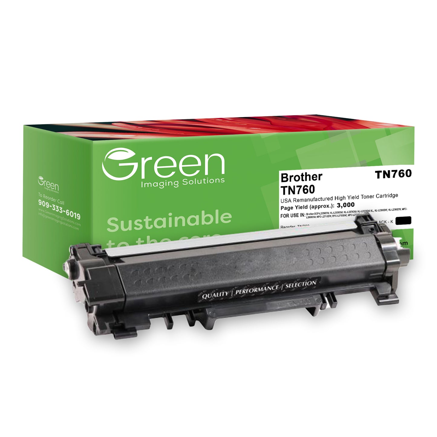 Green Imaging Solutions USA Remanufactured High Yield Toner Cartridge for Brother TN760