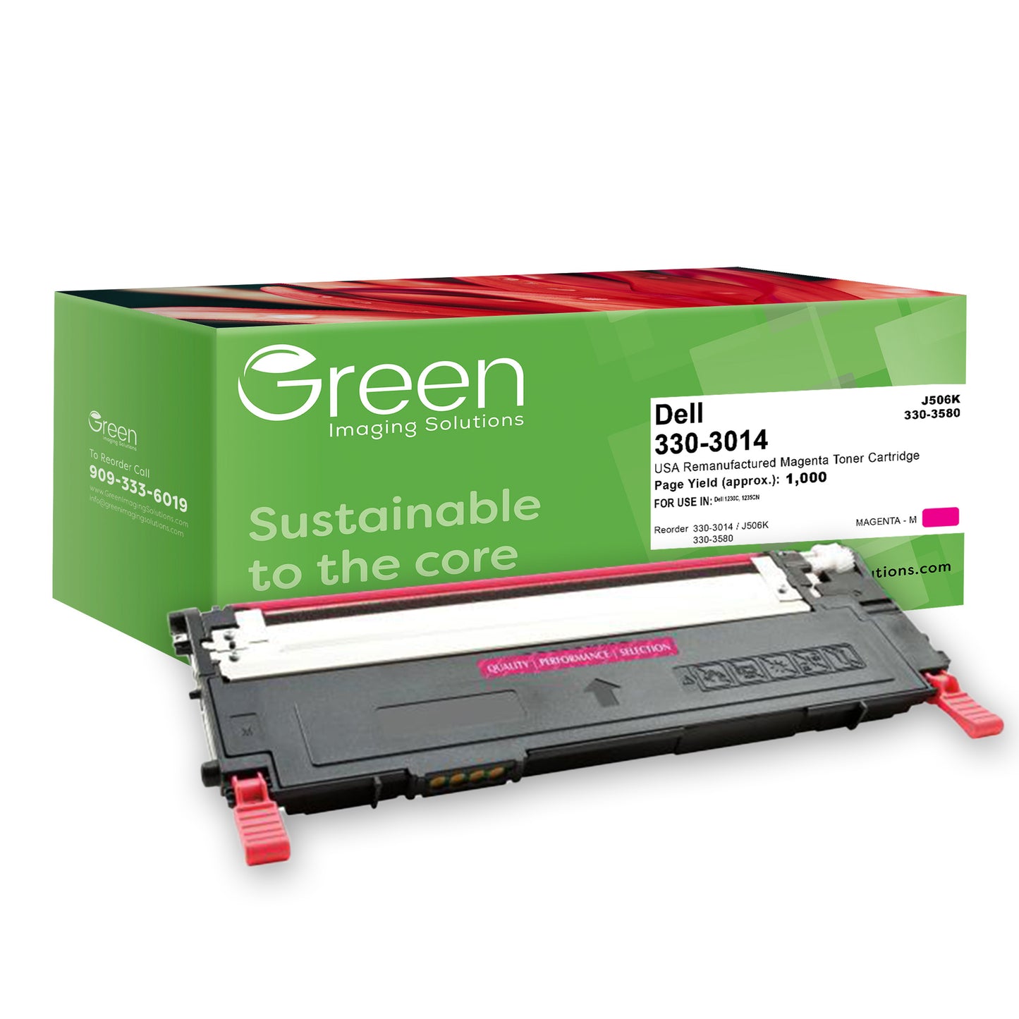 Green Imaging Solutions USA Remanufactured Magenta Toner Cartridge for Dell 1230/1235