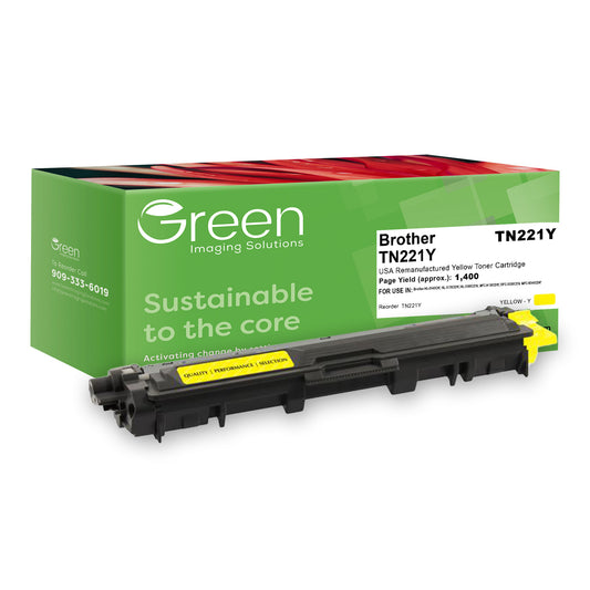Green Imaging Solutions USA Remanufactured Yellow Toner Cartridge for Brother TN221