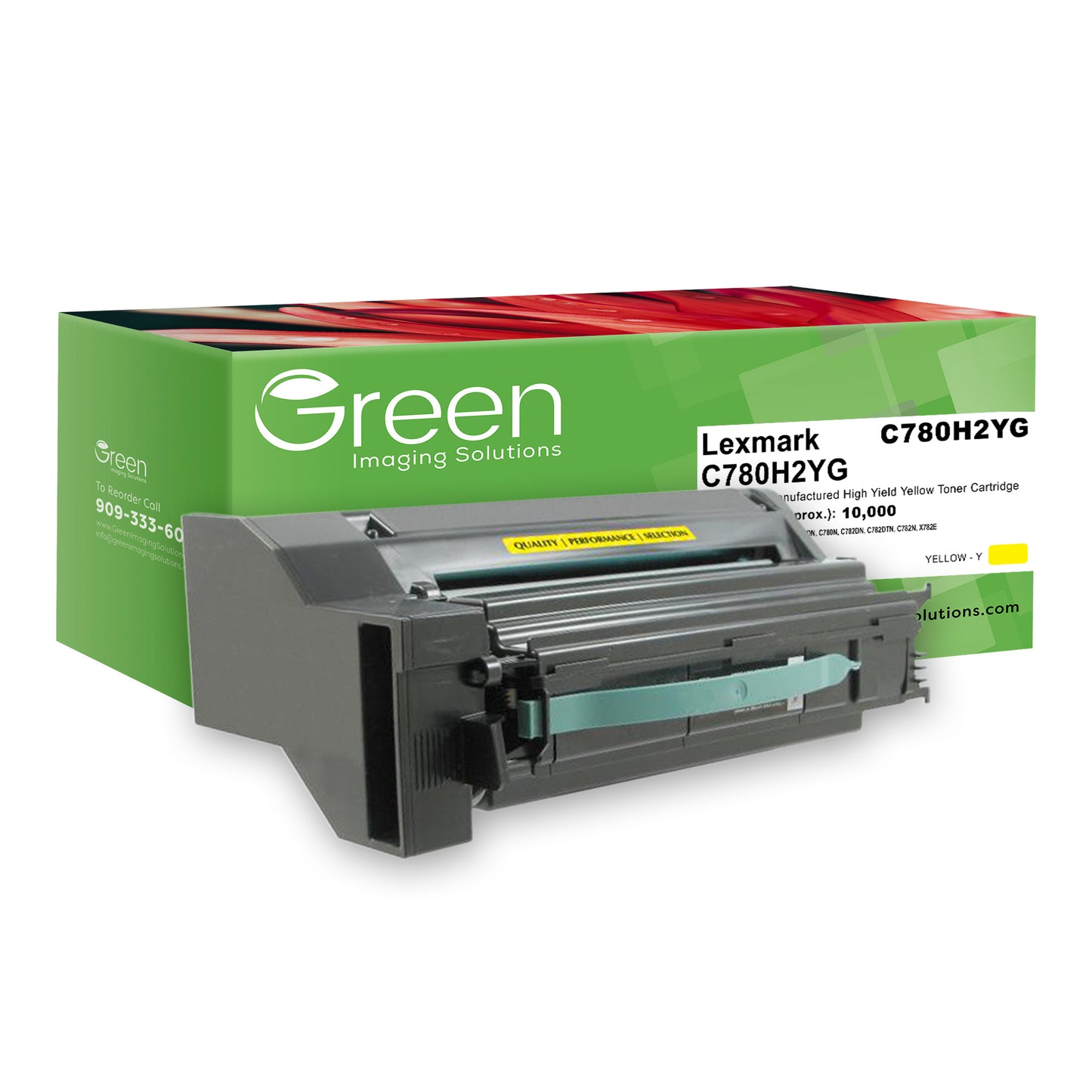 Green Imaging Solutions USA Remanufactured High Yield Yellow Toner Cartridge for Lexmark C780/C782/X782