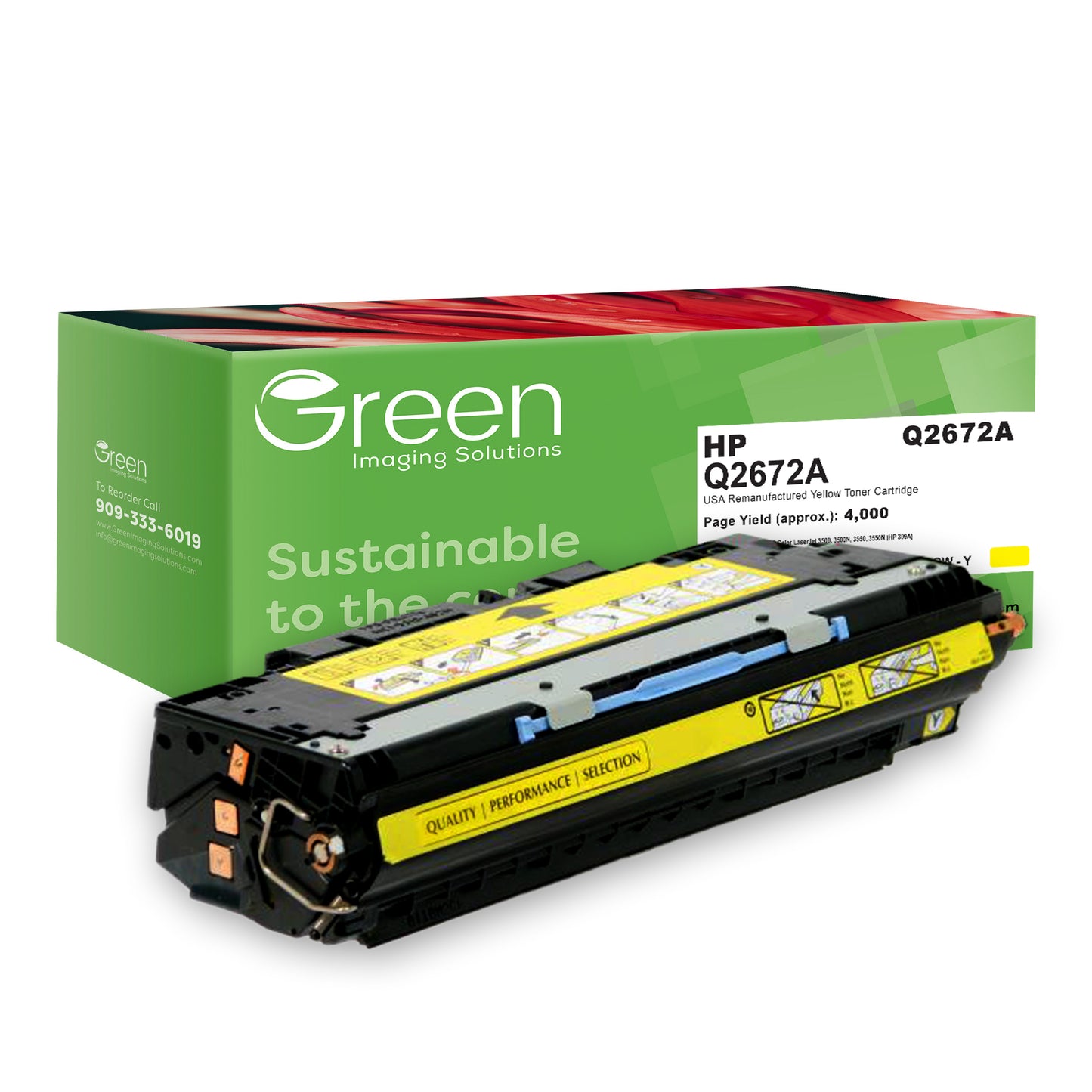 GIS USA Remanufactured Yellow Toner Cartridge for HP Q2672A (HP 309A)
