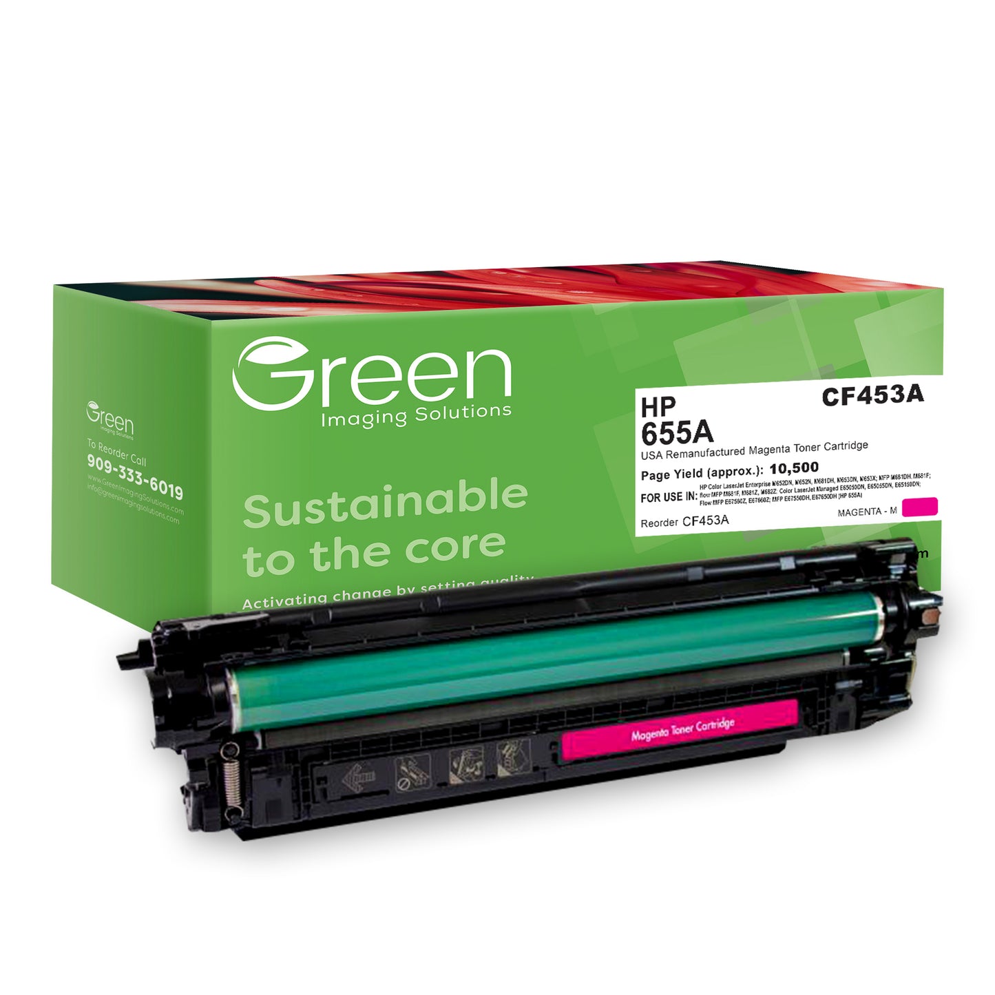 GIS USA Remanufactured Magenta Toner Cartridge for HP CF453A (HP 655A)