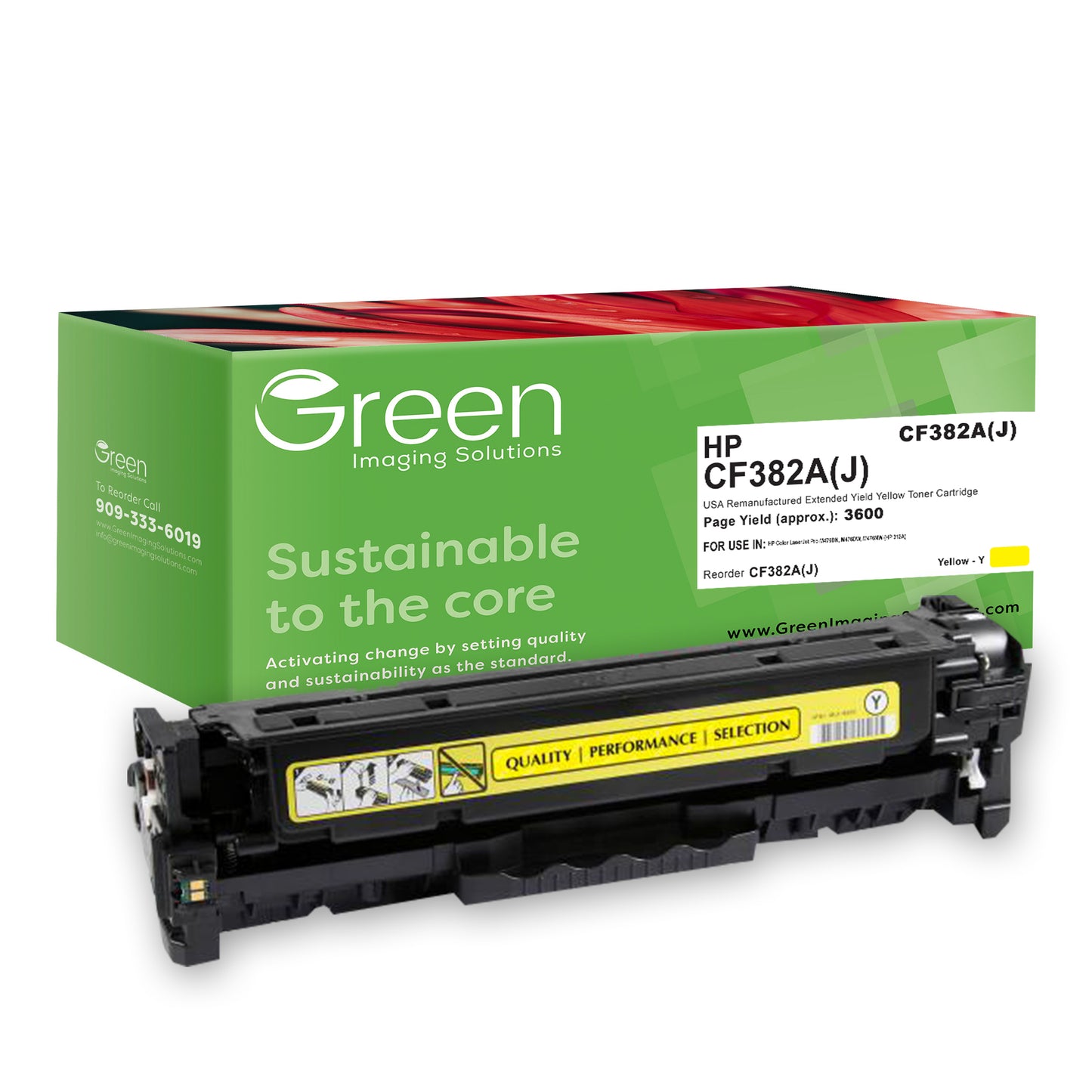 GIS USA Remanufactured Extended Yield Yellow Toner Cartridge for HP CF382A (HP 312A)