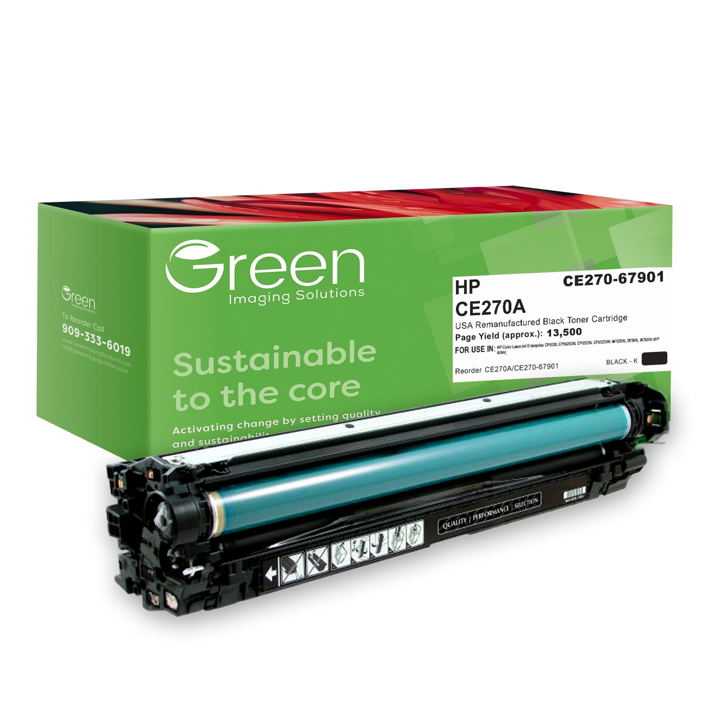 GIS USA Remanufactured Black Toner Cartridge for HP CE270A (HP 650A)