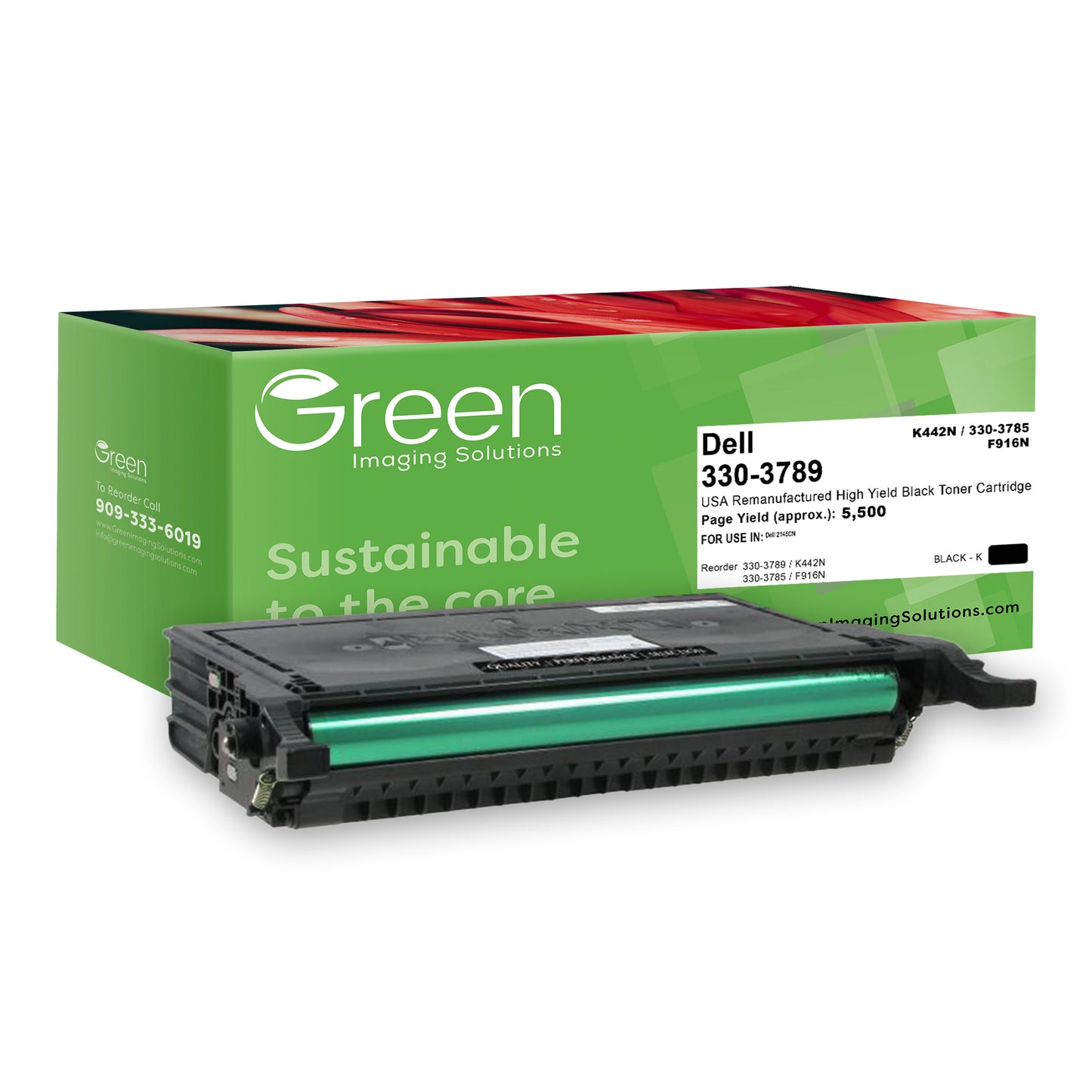 Green Imaging Solutions USA Remanufactured High Yield Black Toner Cartridge for Dell 2145