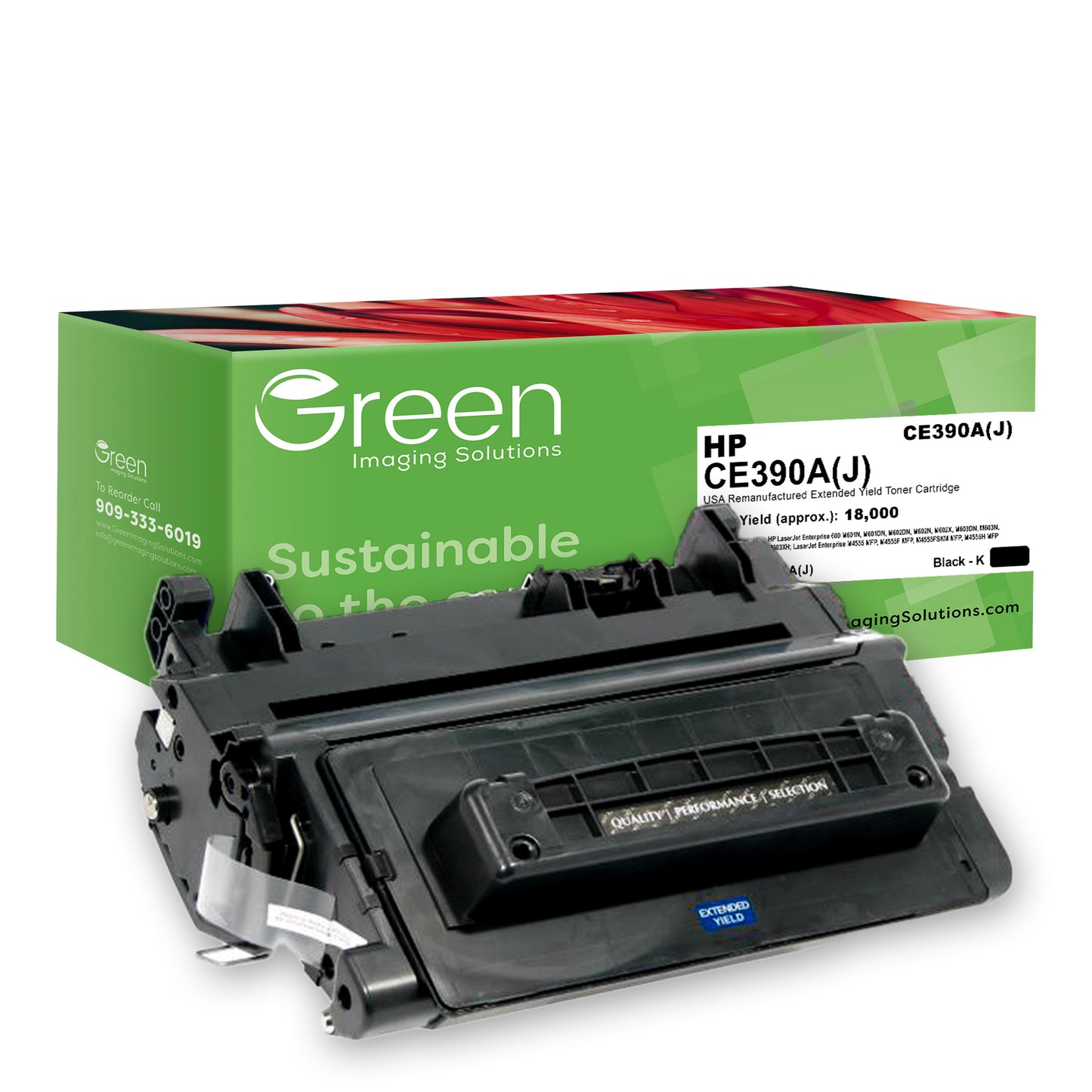 GIS USA Remanufactured Extended Yield Toner Cartridge for HP CE390A