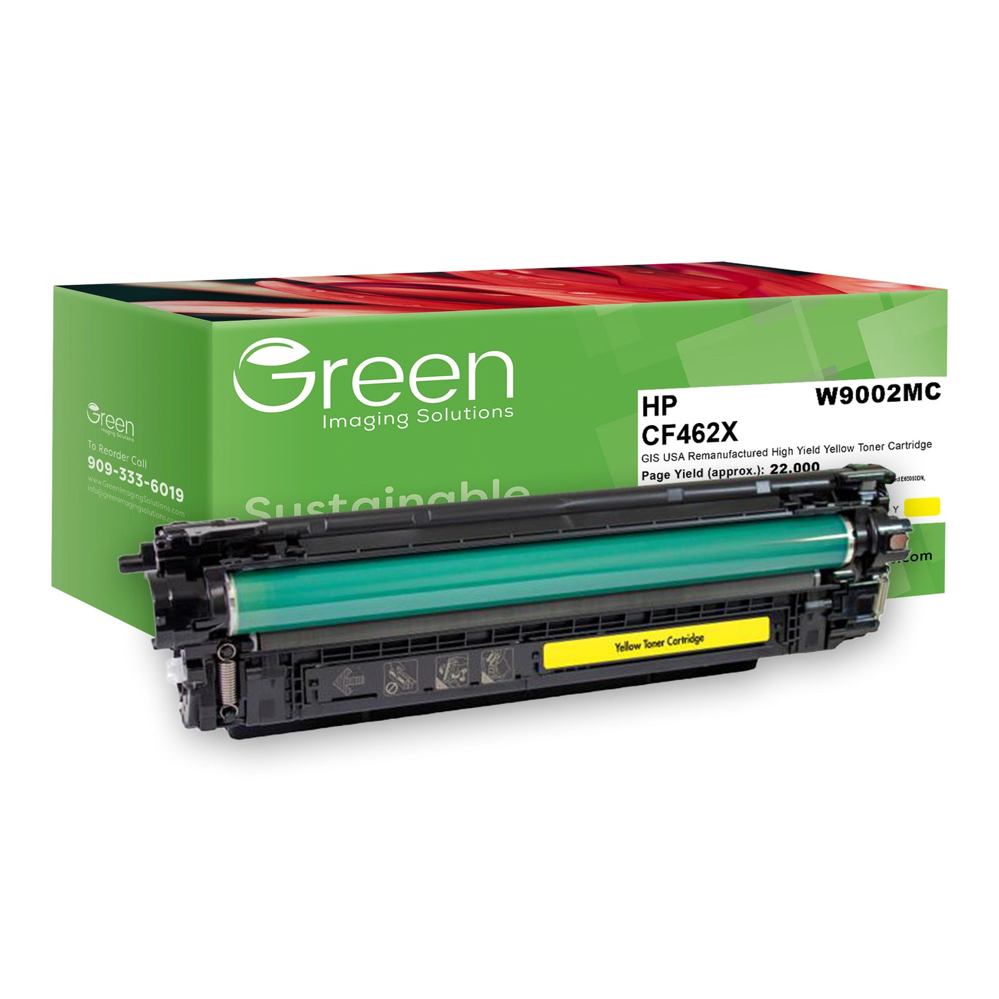 Green Imaging Solutions USA Remanufactured High Yield Yellow Toner Cartridge for HP 656X (CF462X/W9002MC)