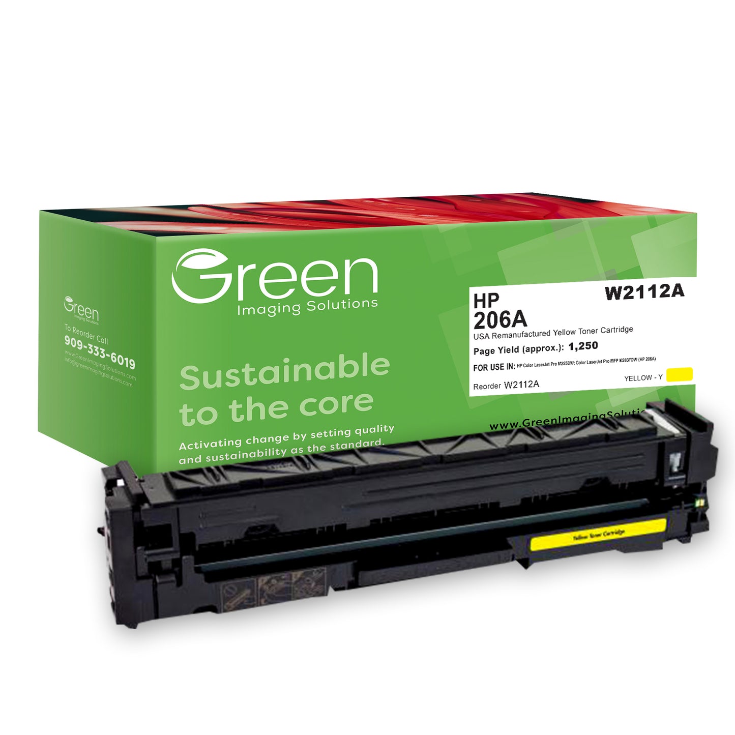 GIS USA Remanufactured Yellow Toner Cartridge for HP W2112A (HP 206A)