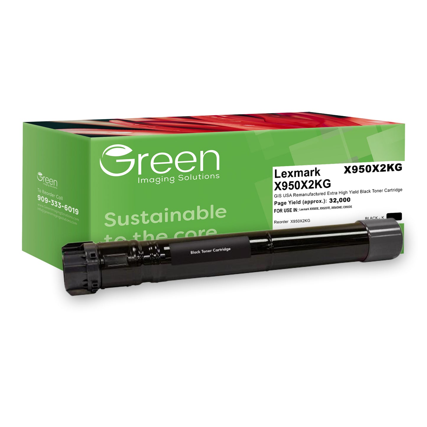Green Imaging Solutions USA Remanufactured Extra High Yield Black Toner Cartridge for Lexmark X950