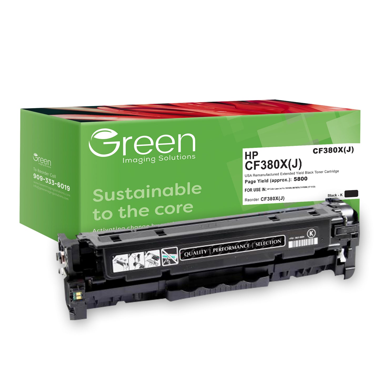 GIS USA Remanufactured Extended Yield Black Toner Cartridge for HP CF380X (HP 312X)