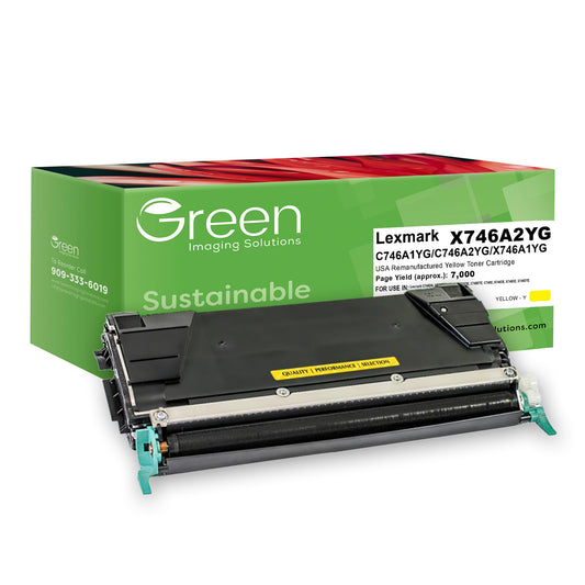 Green Imaging Solutions USA Remanufactured Yellow Toner Cartridge for Lexmark C746/C748