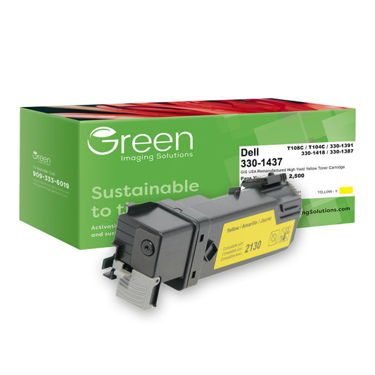 Green Imaging Solutions USA Remanufactured High Yield Yellow Toner Cartridge for Dell 2130/2135
