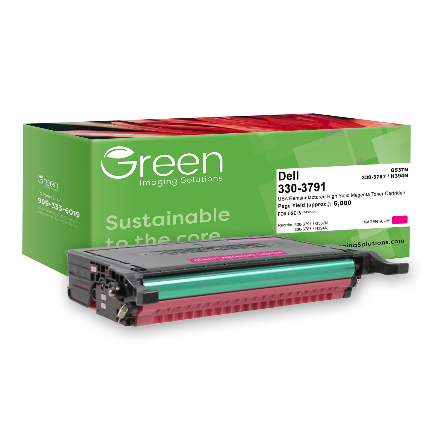 Green Imaging Solutions USA Remanufactured High Yield Magenta Toner Cartridge for Dell 2145