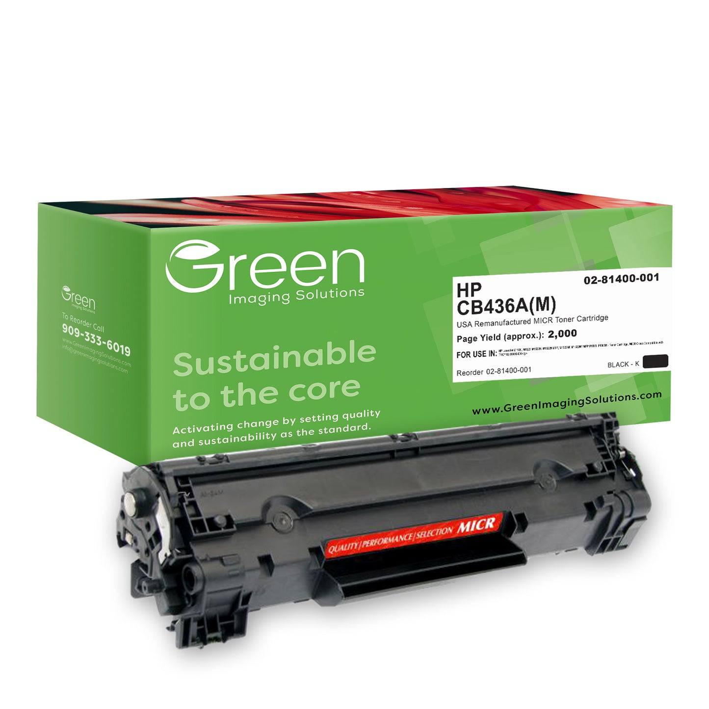 GIS USA Remanufactured MICR Toner Cartridge for HP CB436A, TROY 02-81400-001