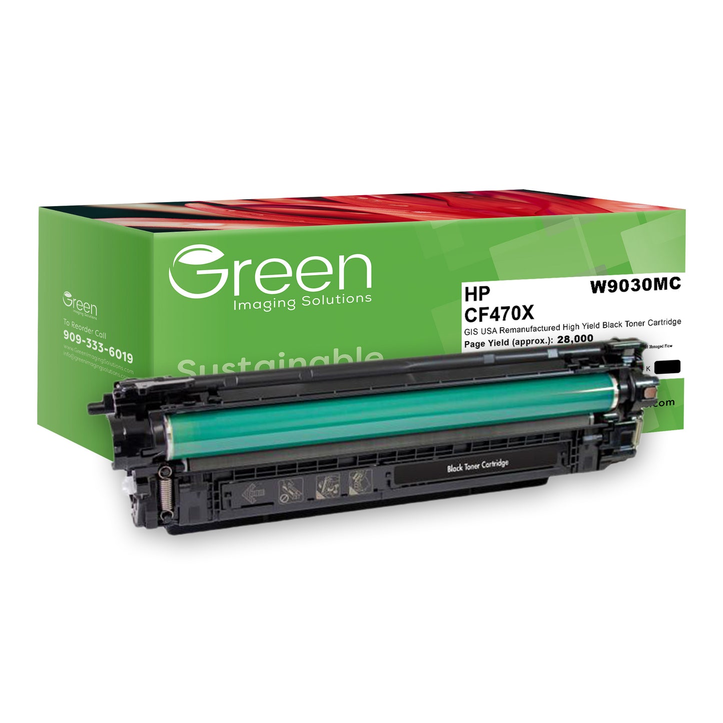 Green Imaging Solutions USA Remanufactured High Yield Black Toner Cartridge for HP 657X (CF470X/W9030MC)