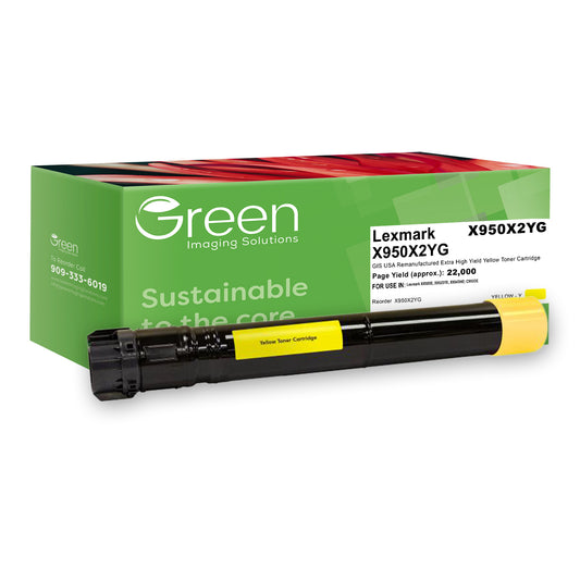 Green Imaging Solutions USA Remanufactured Extra High Yield Yellow Toner Cartridge for Lexmark X950