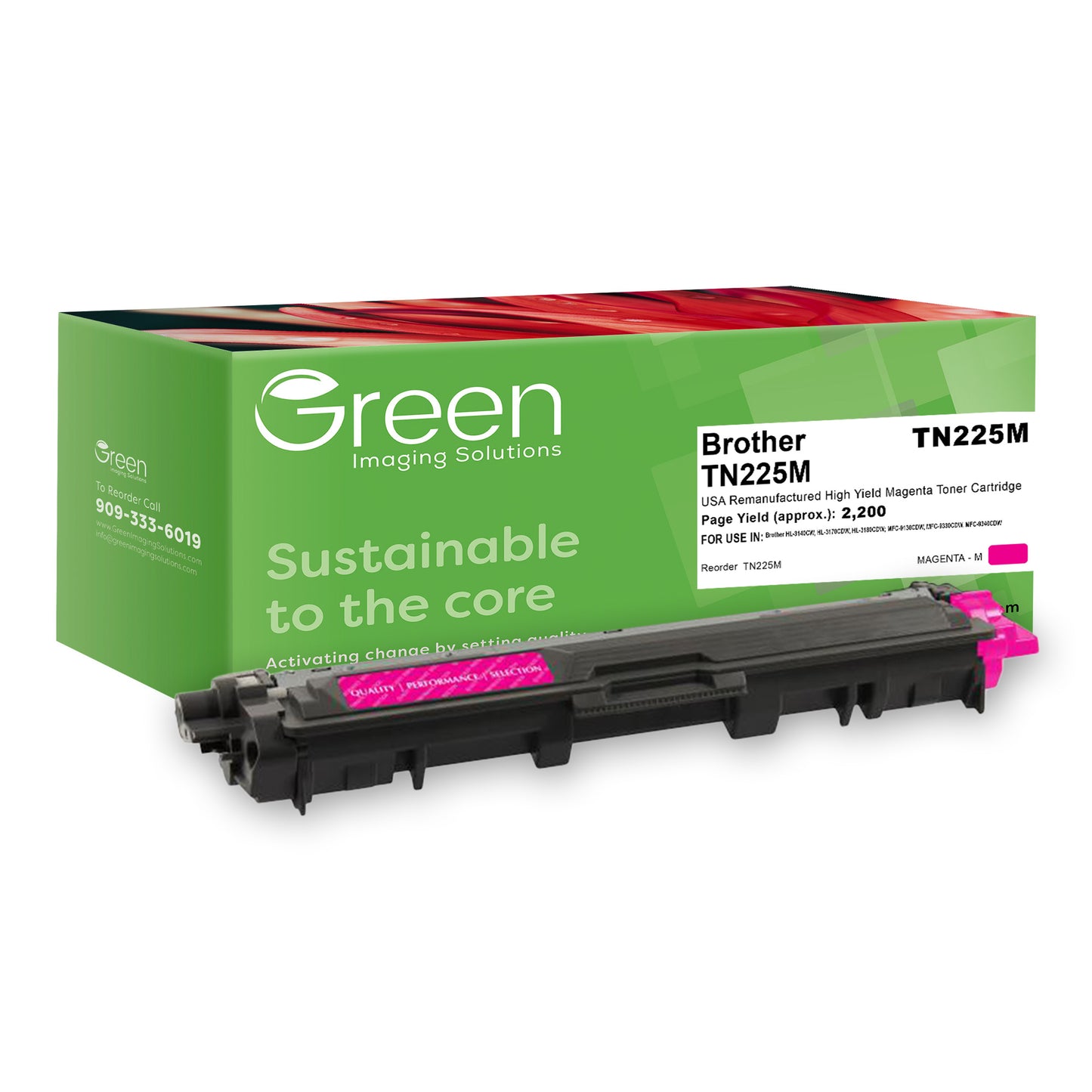 Green Imaging Solutions USA Remanufactured High Yield Magenta Toner Cartridge for Brother TN225
