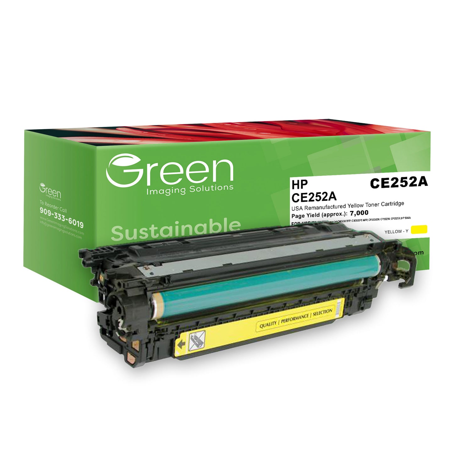GIS USA Remanufactured Yellow Toner Cartridge for HP CE252A (HP 504A)