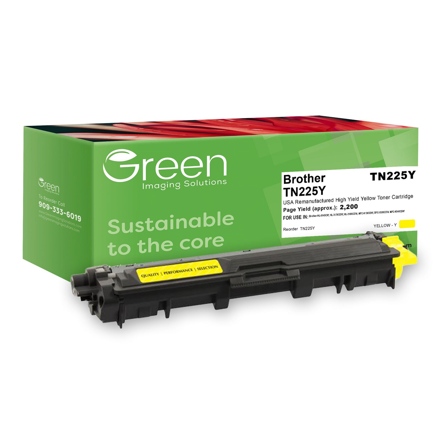 Green Imaging Solutions USA Remanufactured High Yield Yellow Toner Cartridge for Brother TN225