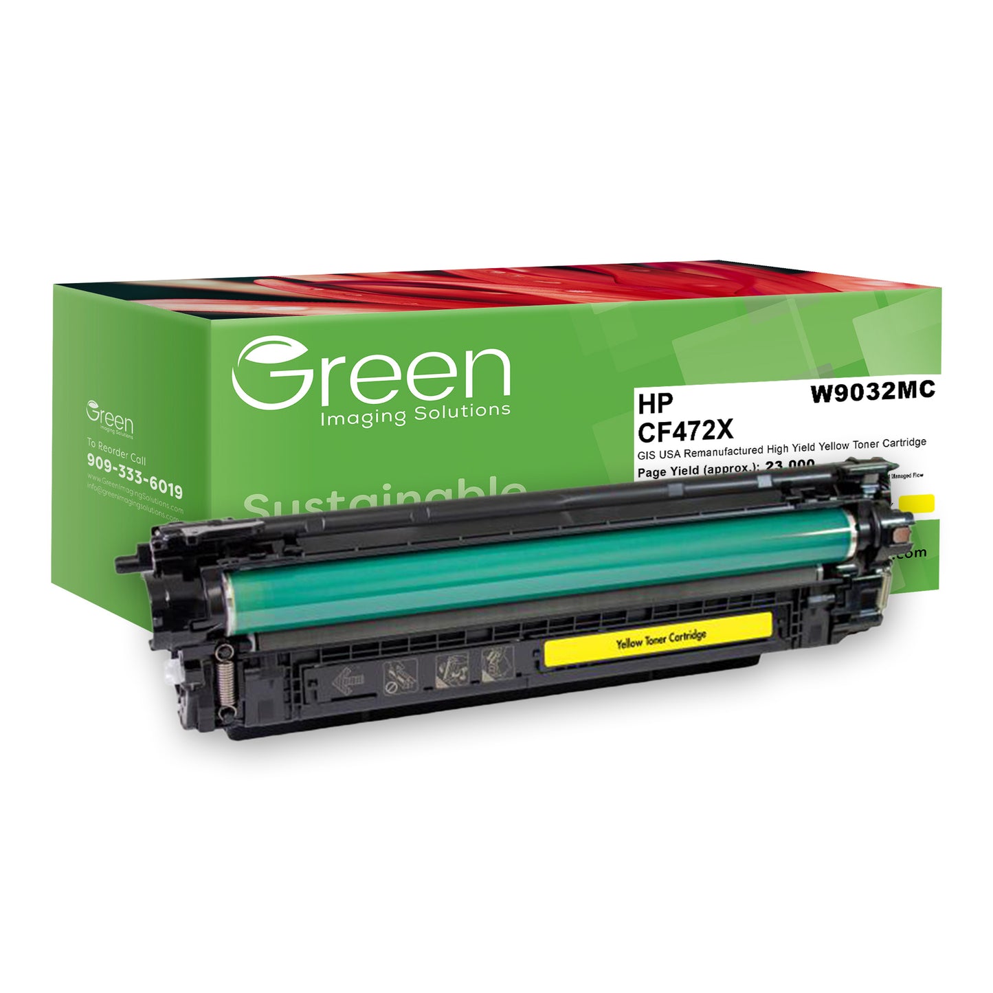 Green Imaging Solutions USA Remanufactured High Yield Yellow Toner Cartridge for HP 657X (CF472X/W9032MC)