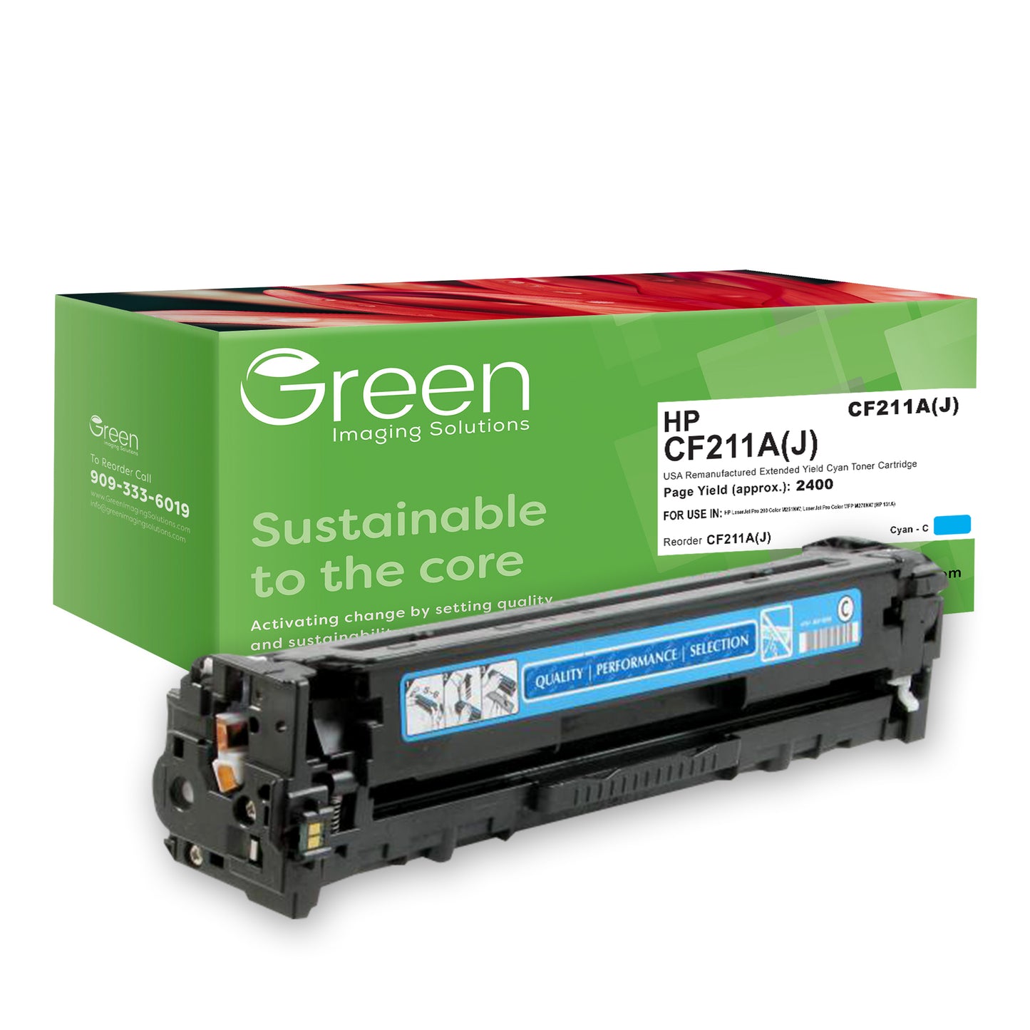 GIS USA Remanufactured Extended Yield Cyan Toner Cartridge for HP CF211A (HP 131A)