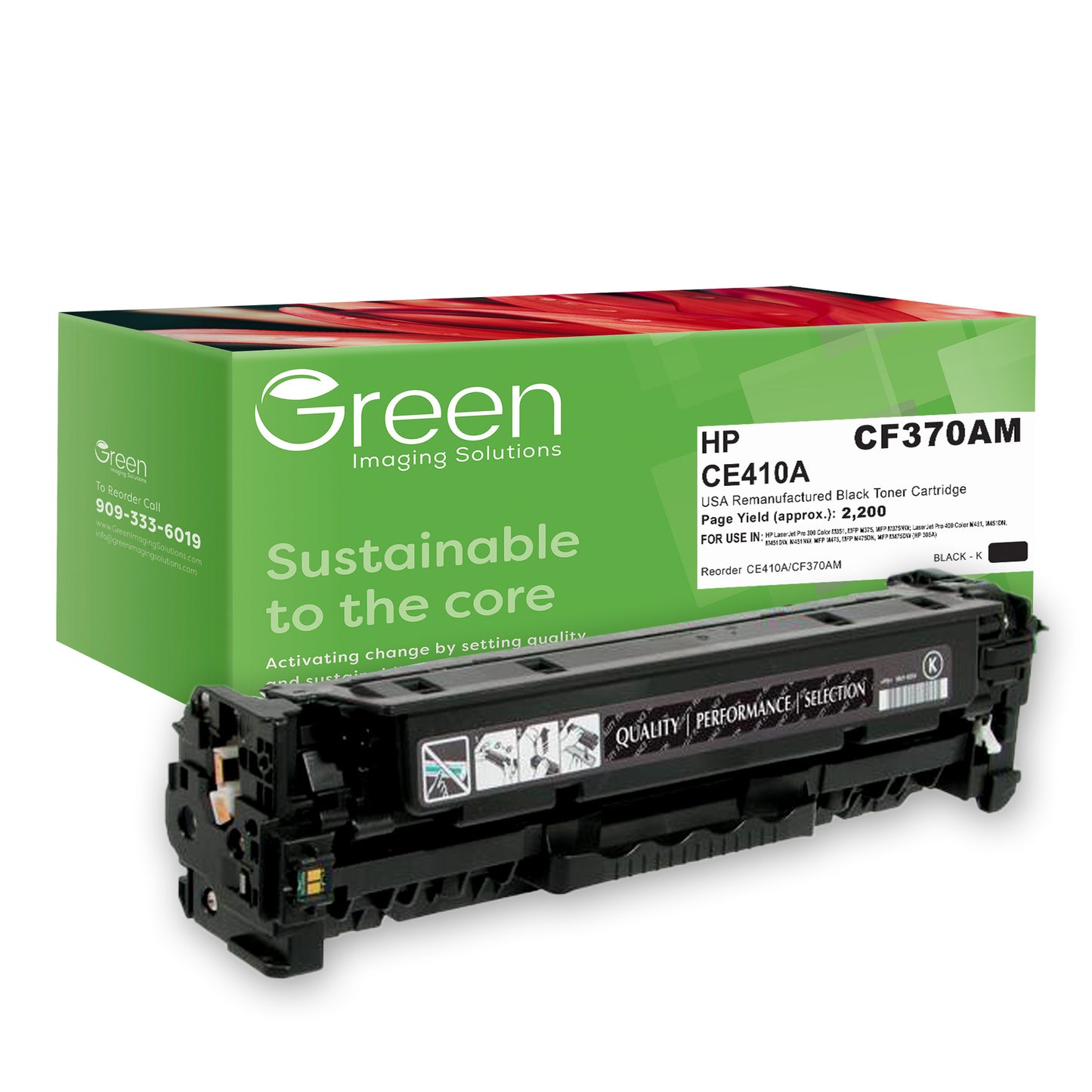 GIS USA Remanufactured Black Toner Cartridge for HP CE410A (HP 305A)