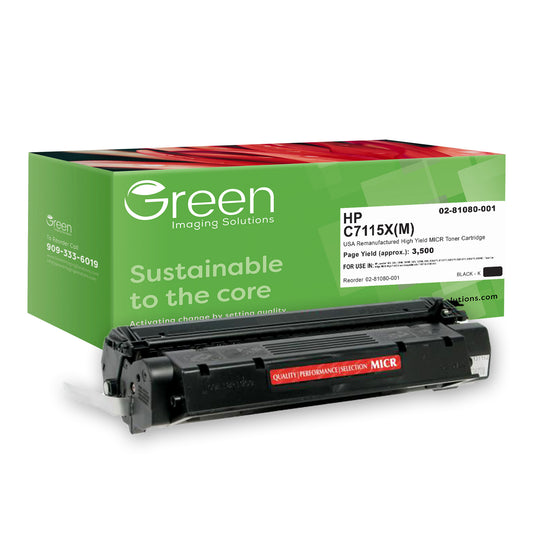 GIS USA Remanufactured High Yield MICR Toner Cartridge for HP C7115X, TROY 02-81080-001